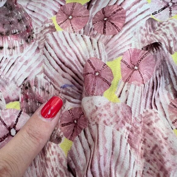 Rujuta Sheth Anthropologie Pink Shell Print Maxi Dress Cinch Drawstring Waist OS - Picture 11 of 13